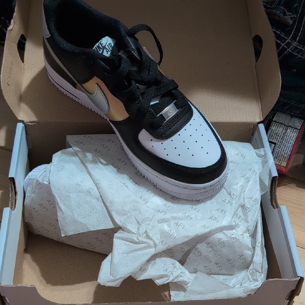 Nike Air Force 1 Black and White Youth Sneakers